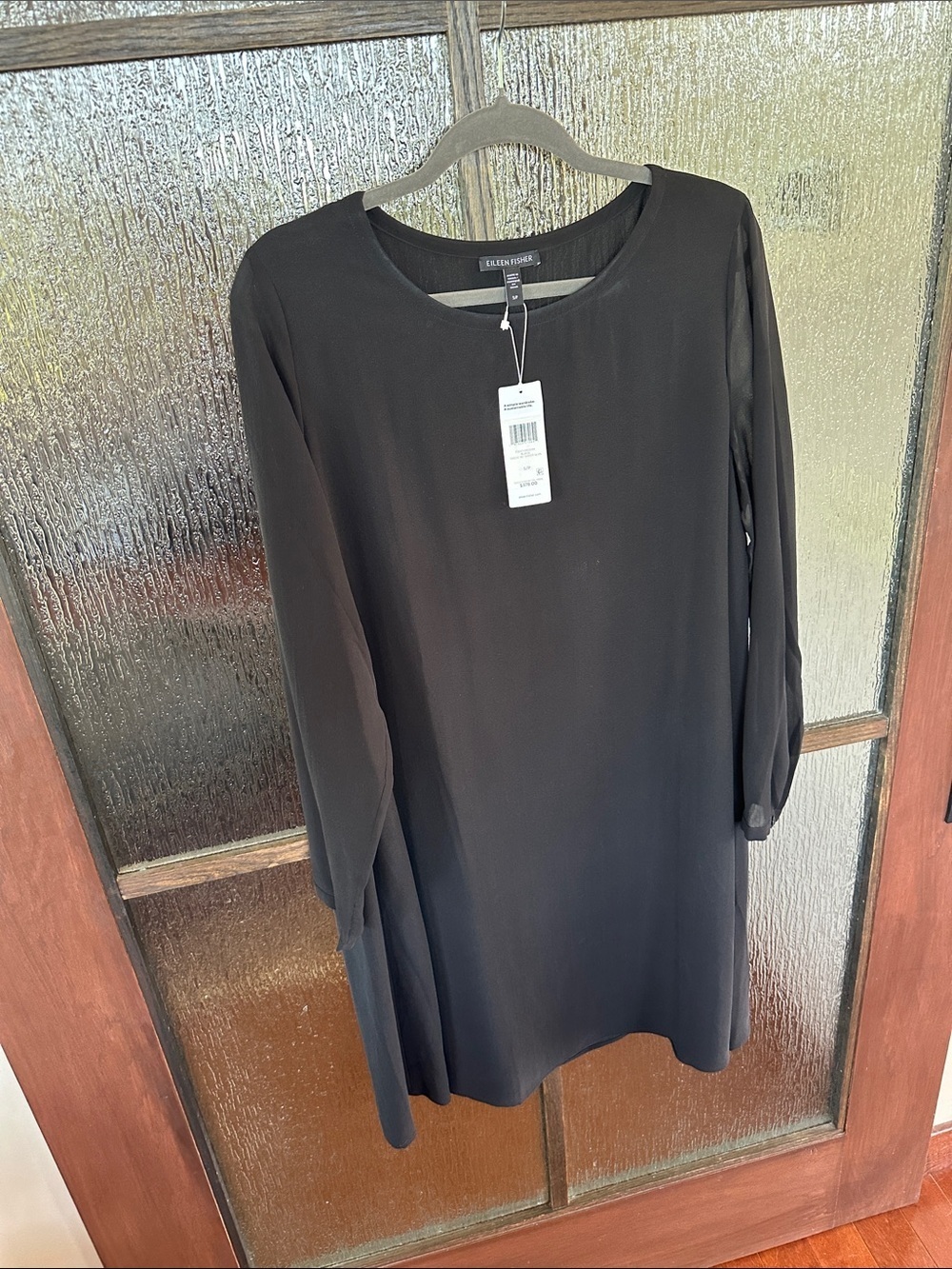Eileen Fisher Silk Georgette Crepe Jewel Neck Dress size Sm NWT - Picture 4 of 7